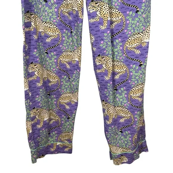 ANTHROPOLOGIE PRINTFRESH Violet Bagheera Cheetah Print Cropped Pajama Set Sz S - Picture 11 of 15